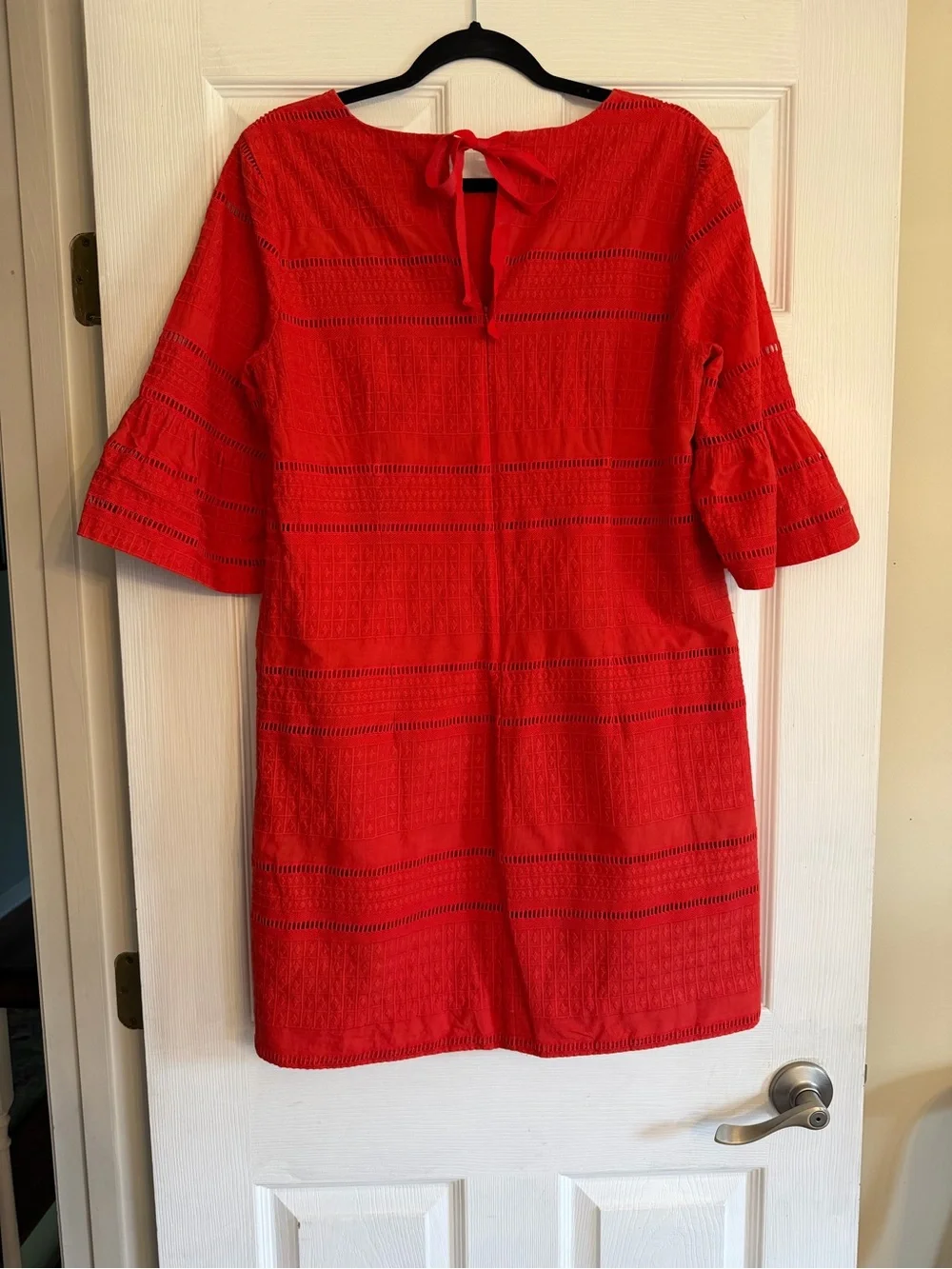 J. Crew Coral Eyelet Shift Dress with Bell Sleeves 8